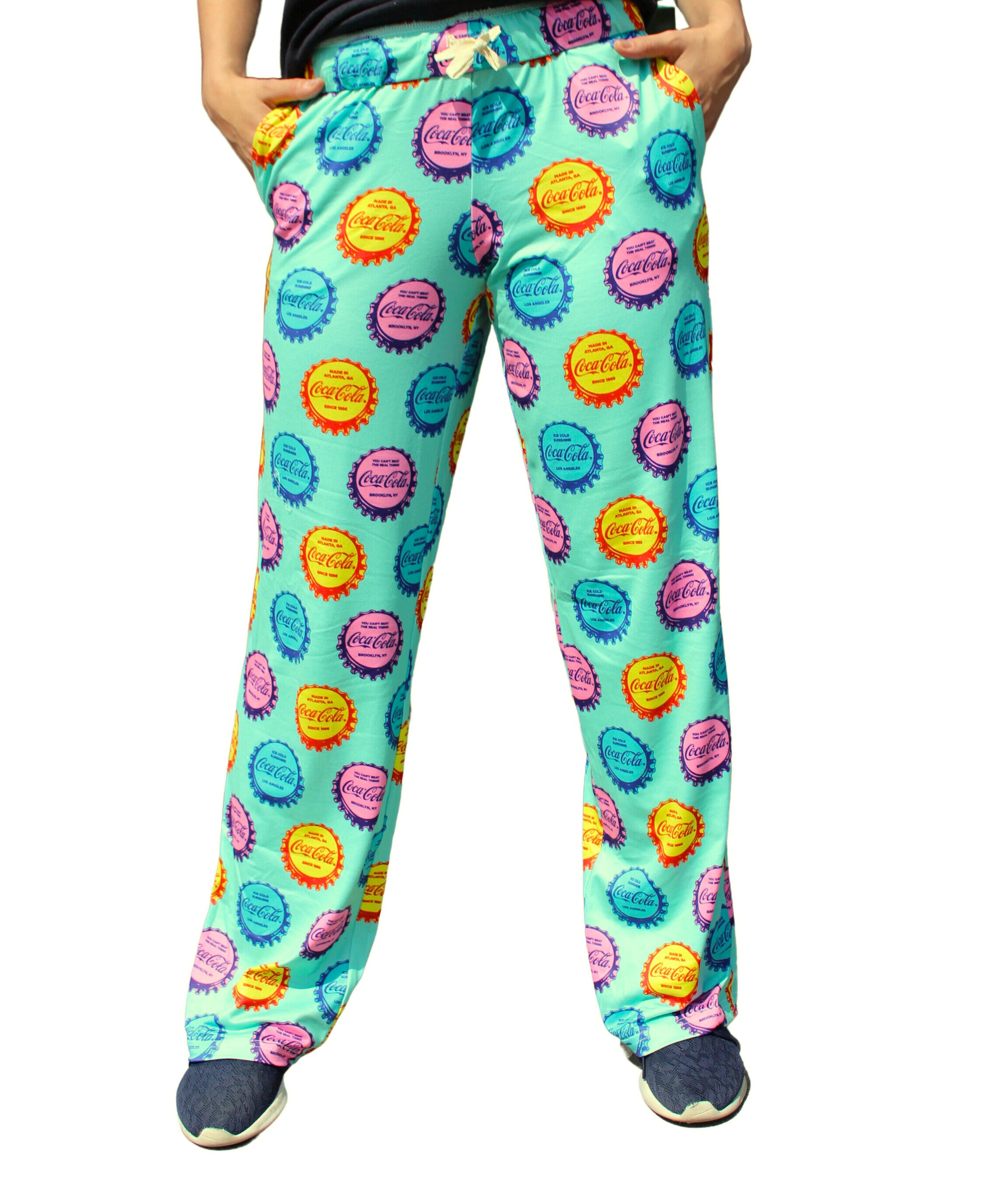 Coca-Cola Cap Pattern Pajama Lounge Pants on model front view