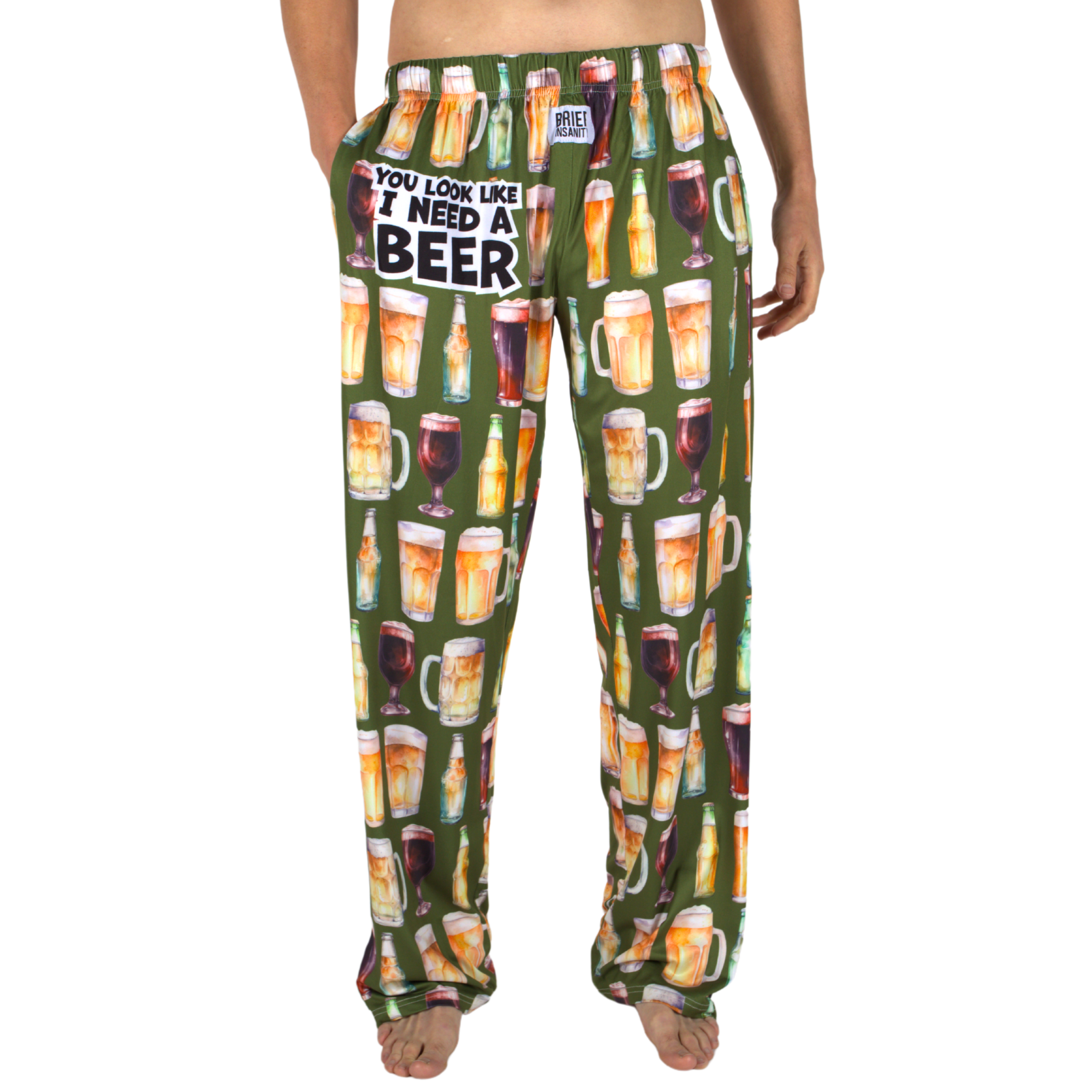 BRIEF INSANITY'S You Look Like I Need a Beer Lounge Pants Front View