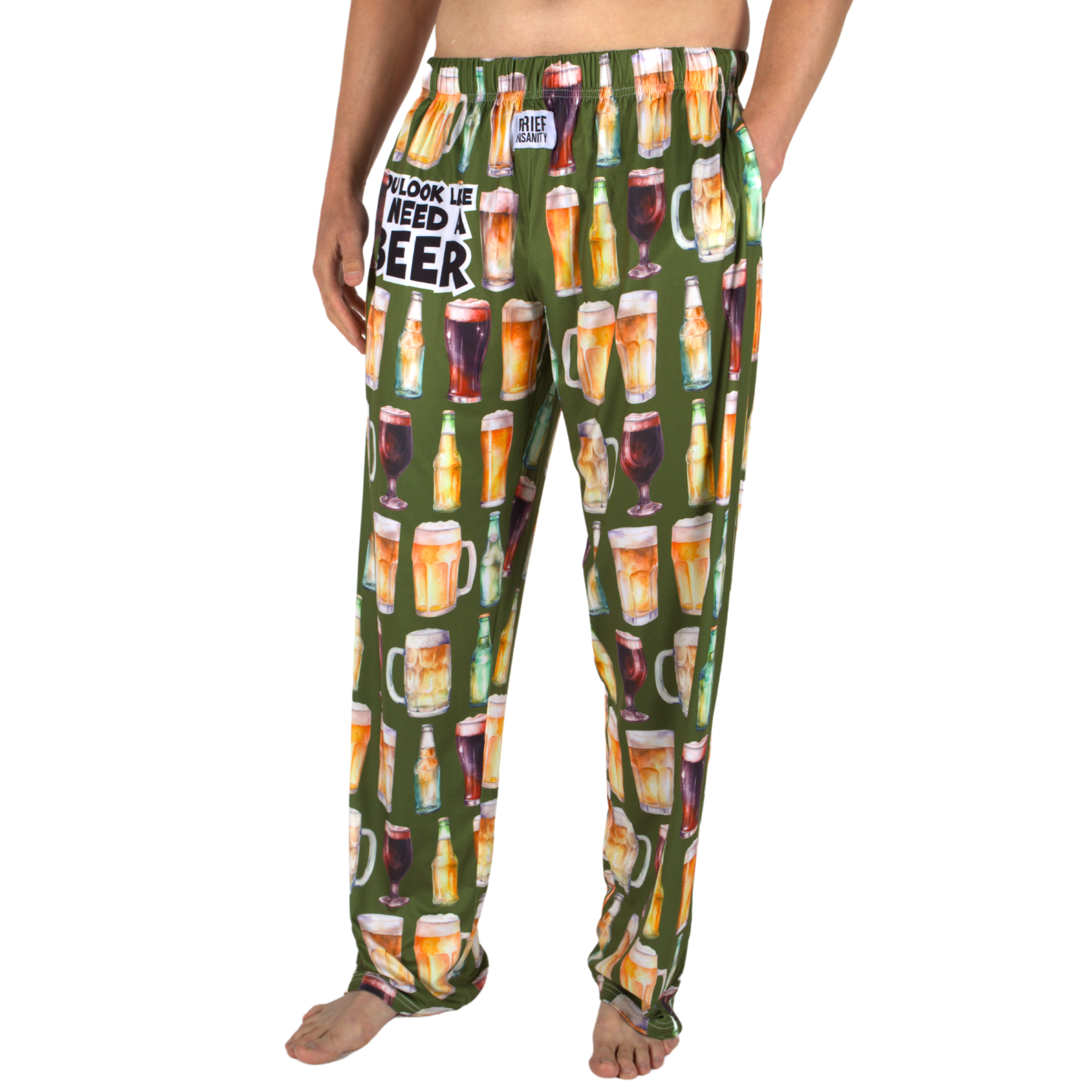 BRIEF INSANITY'S You Look Like I Need a Beer Lounge Pants Side View