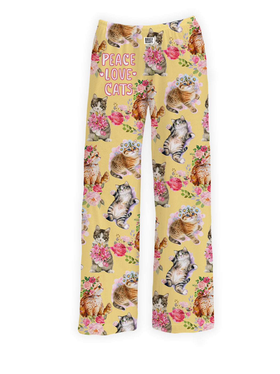 BRIEF INSANITY's Peace, Love & Cats Pajama Lounge Pants