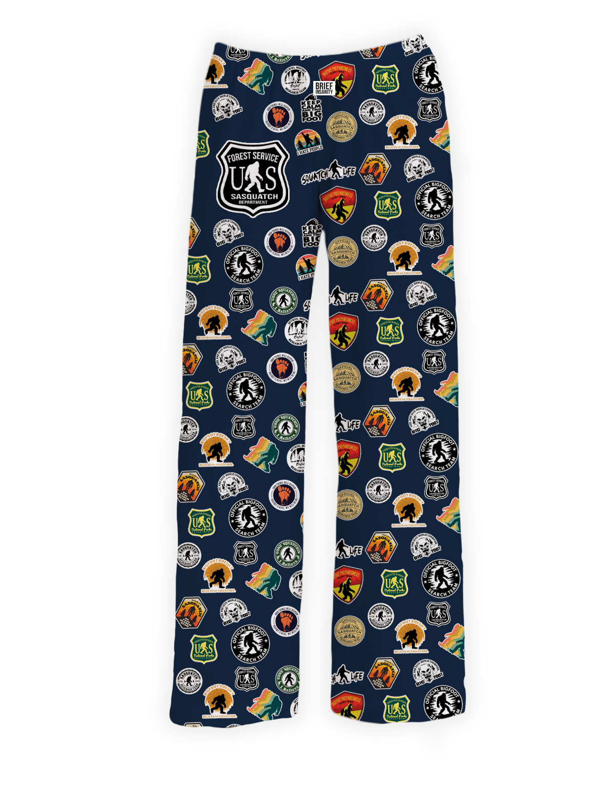BRIEF INSANITY's Bigfoot Stickers Pajama Lounge Pants