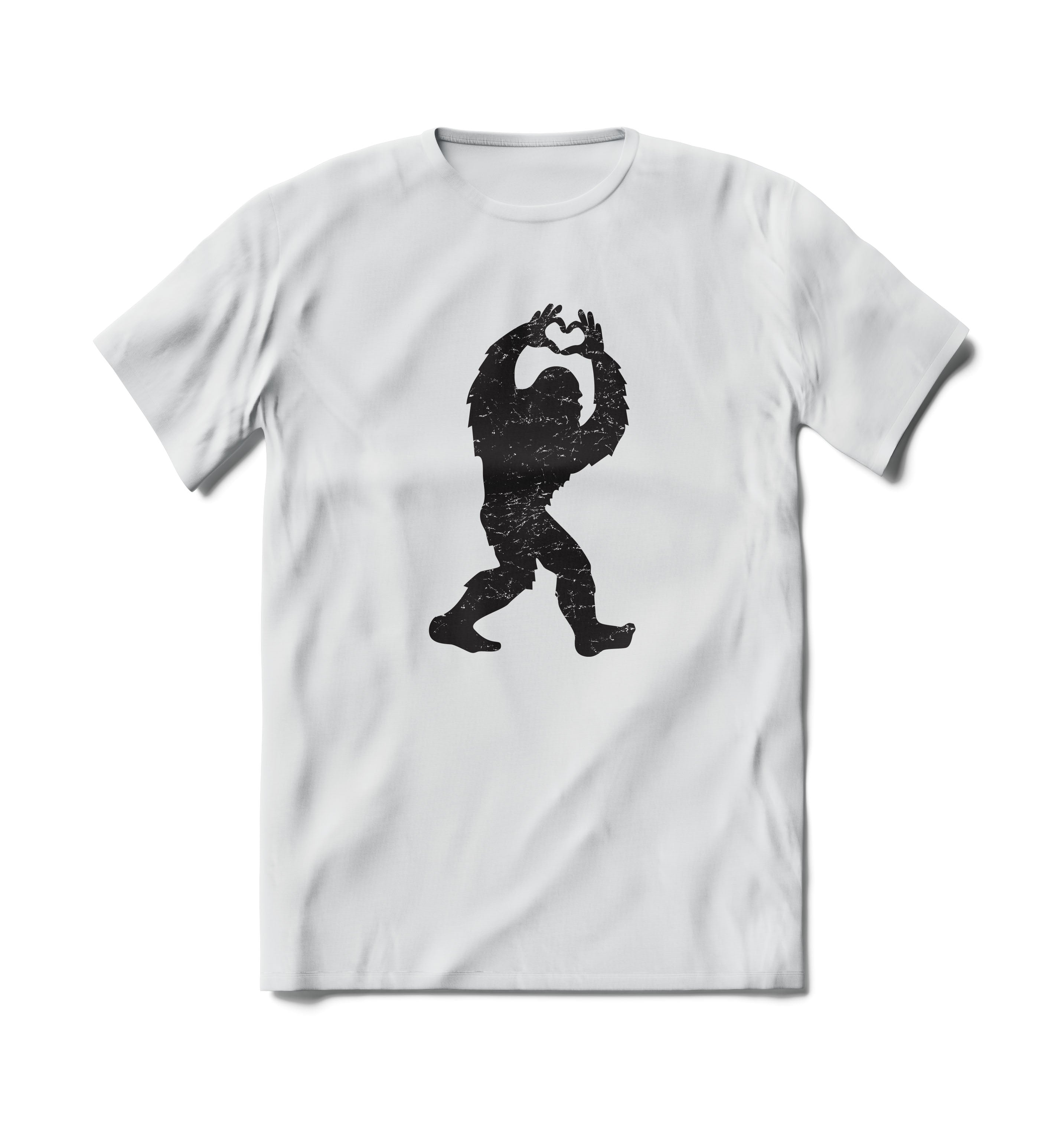 BRIEF INSANITY Bigfoot Love Sign Short Sleeve T-shirt