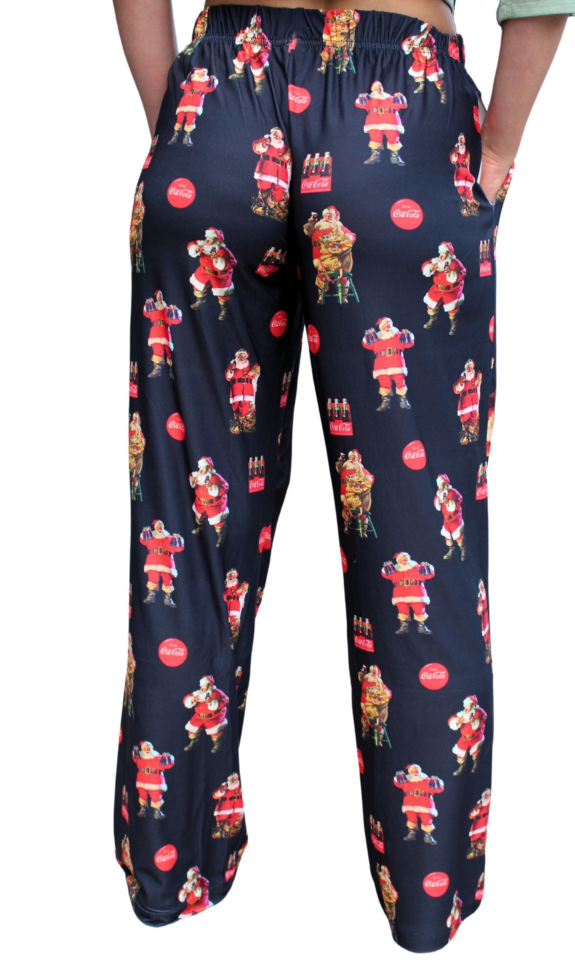 Coca-Cola Large Santa Pajama Lounge Pants on model back view (waist down)