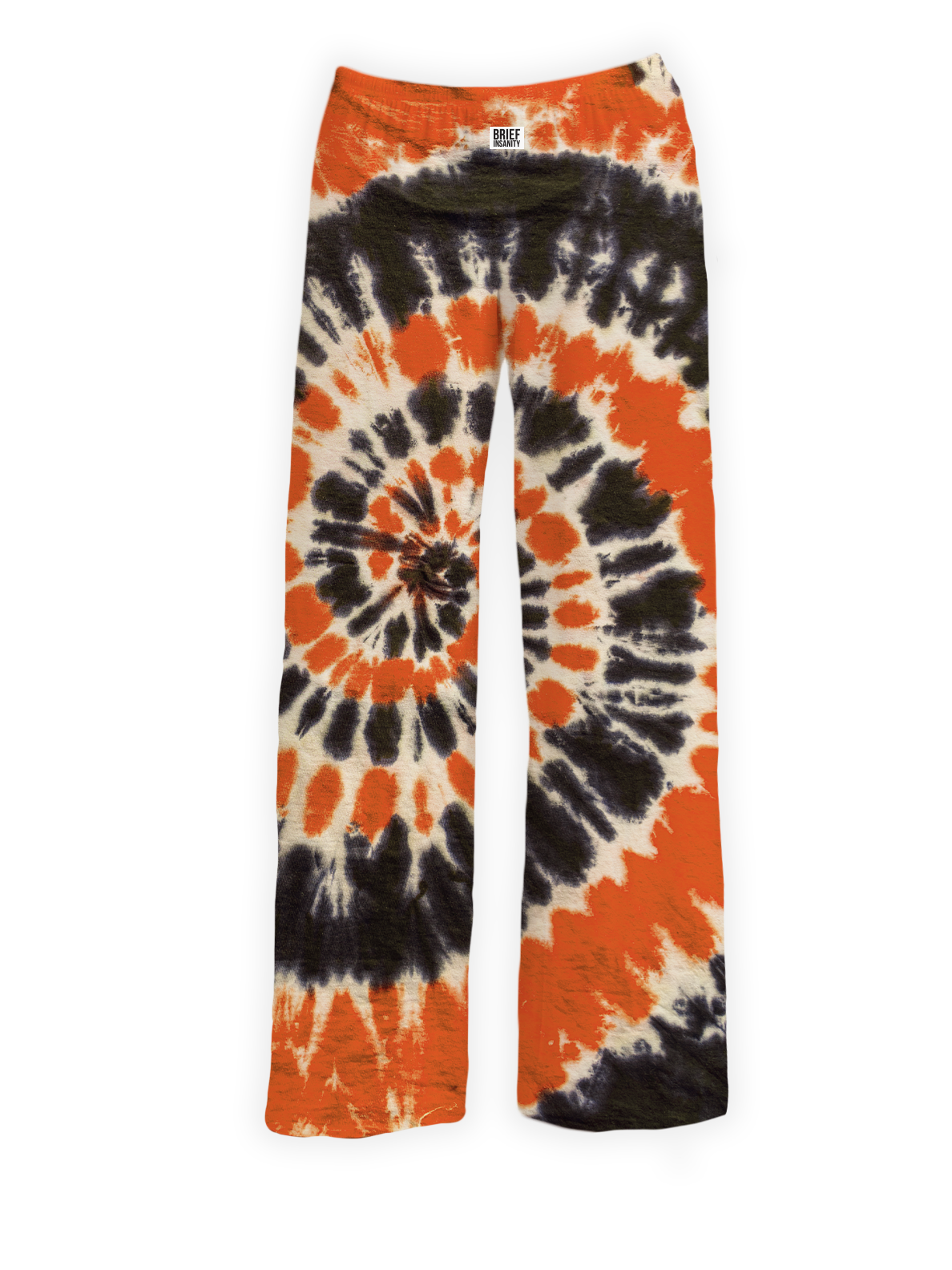 BRIEF INSANITY's Orange & Black Tie Dye Pajama Lounge Pants