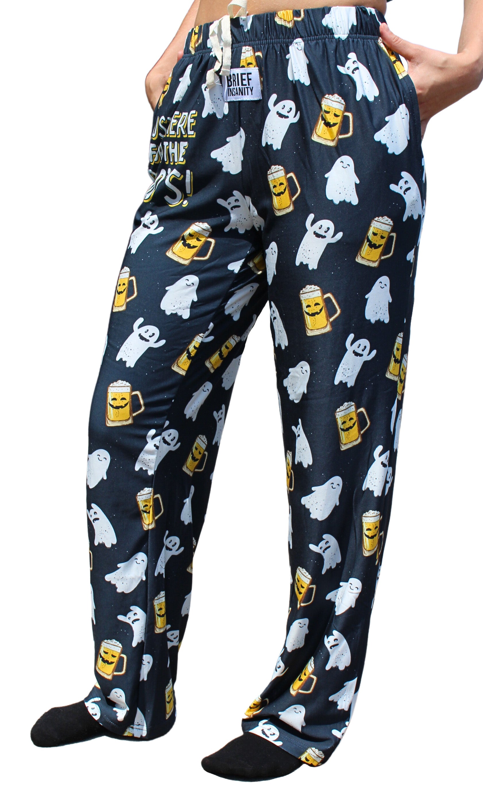 Just Here For the Boo's! Pajama Lounge Pants left side view on model (waist down)