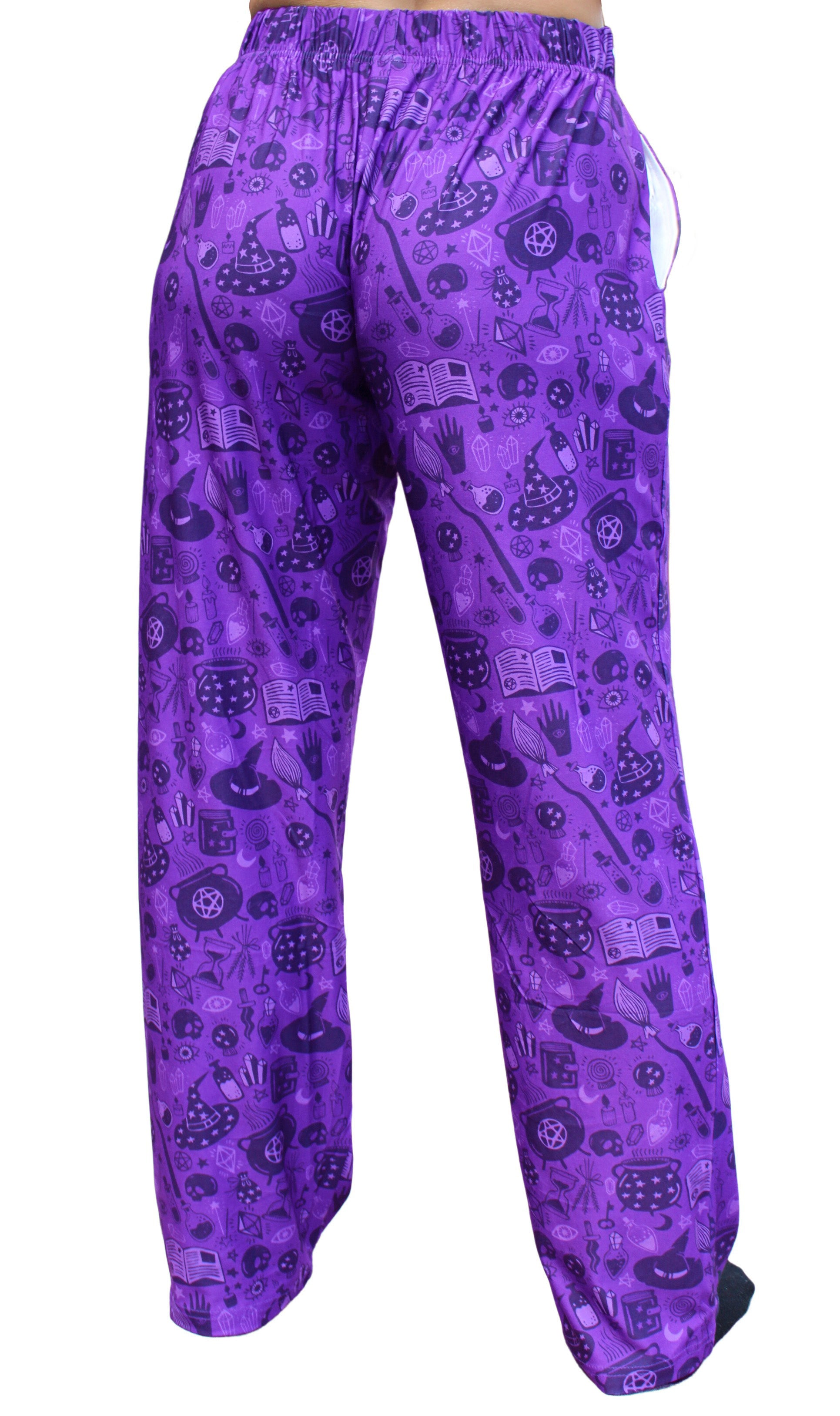 Drink Up Witches Pajama Lounge Pants back view on model (waist down)
