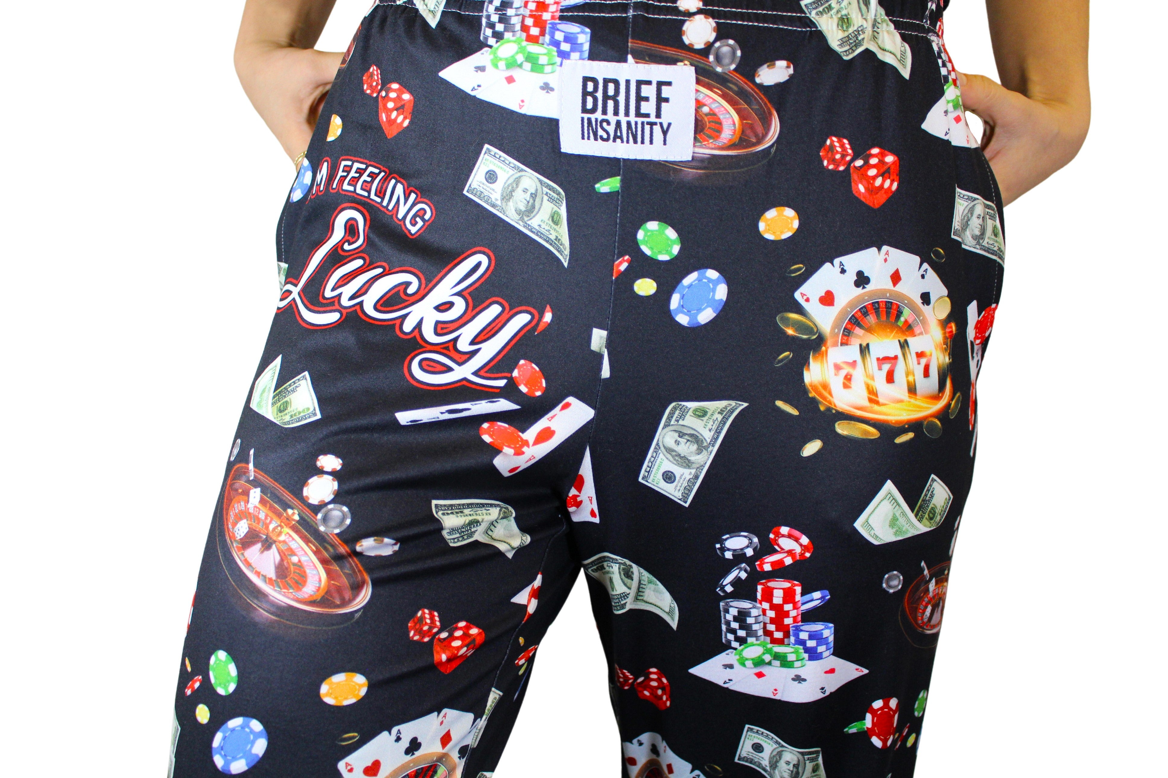 I'm Feeling Lucky pants on model close up front view shot 2