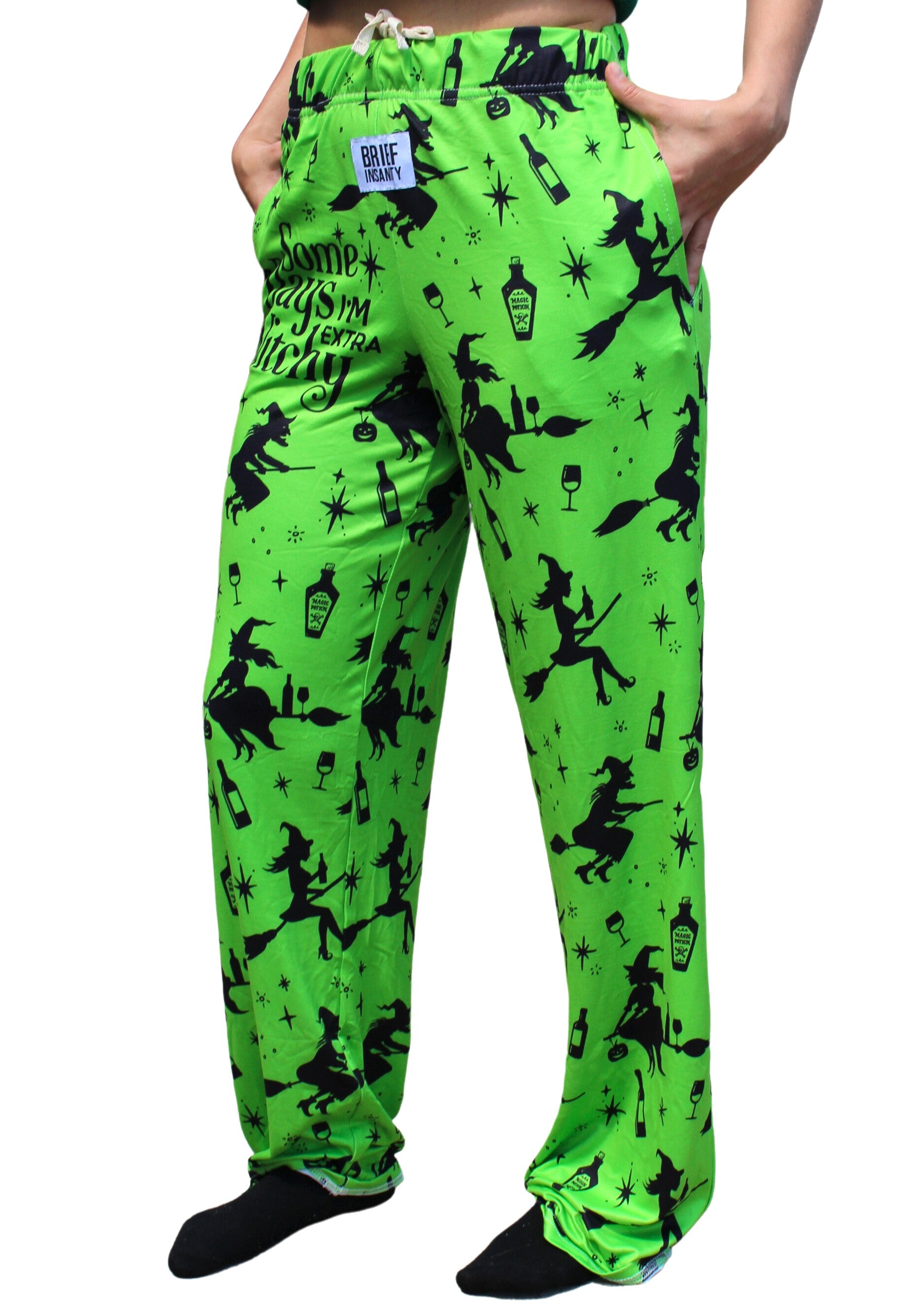 Some Days I'm Witchy pajama lounge pants left side view (on model waist down)
