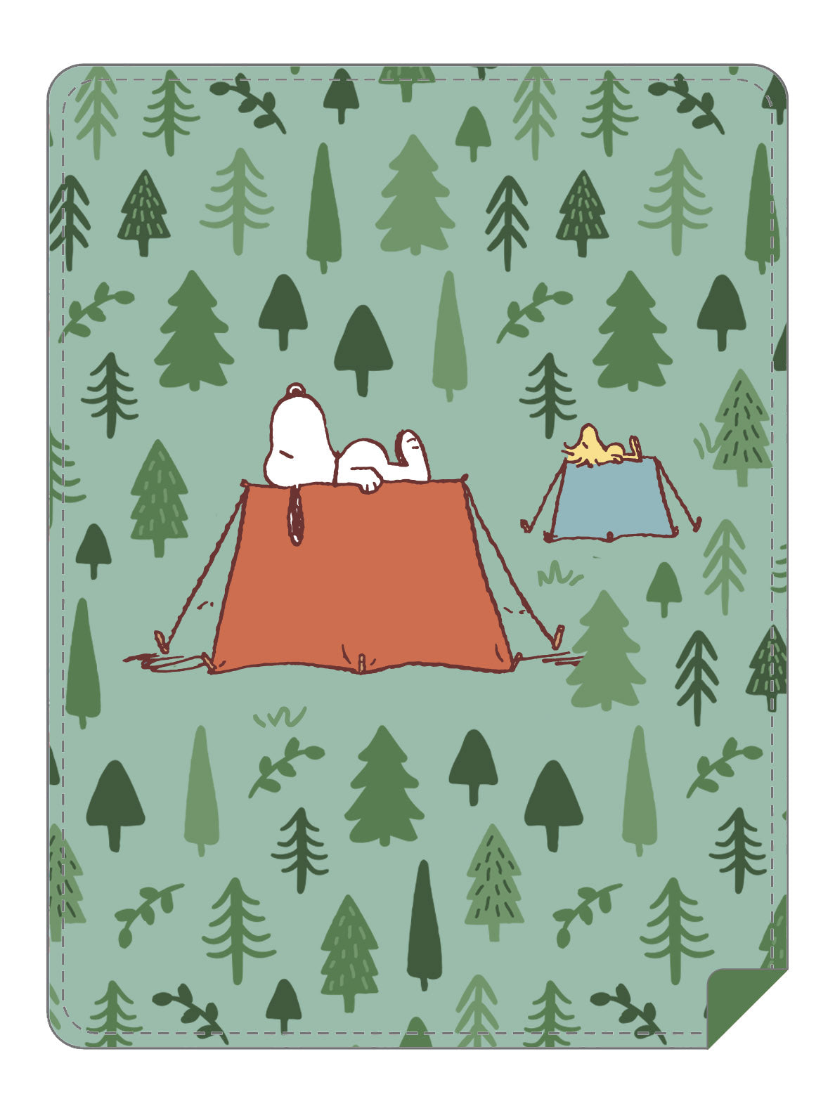 BRIEF INSANITY Snoopy Camping Plush Throw Blanket