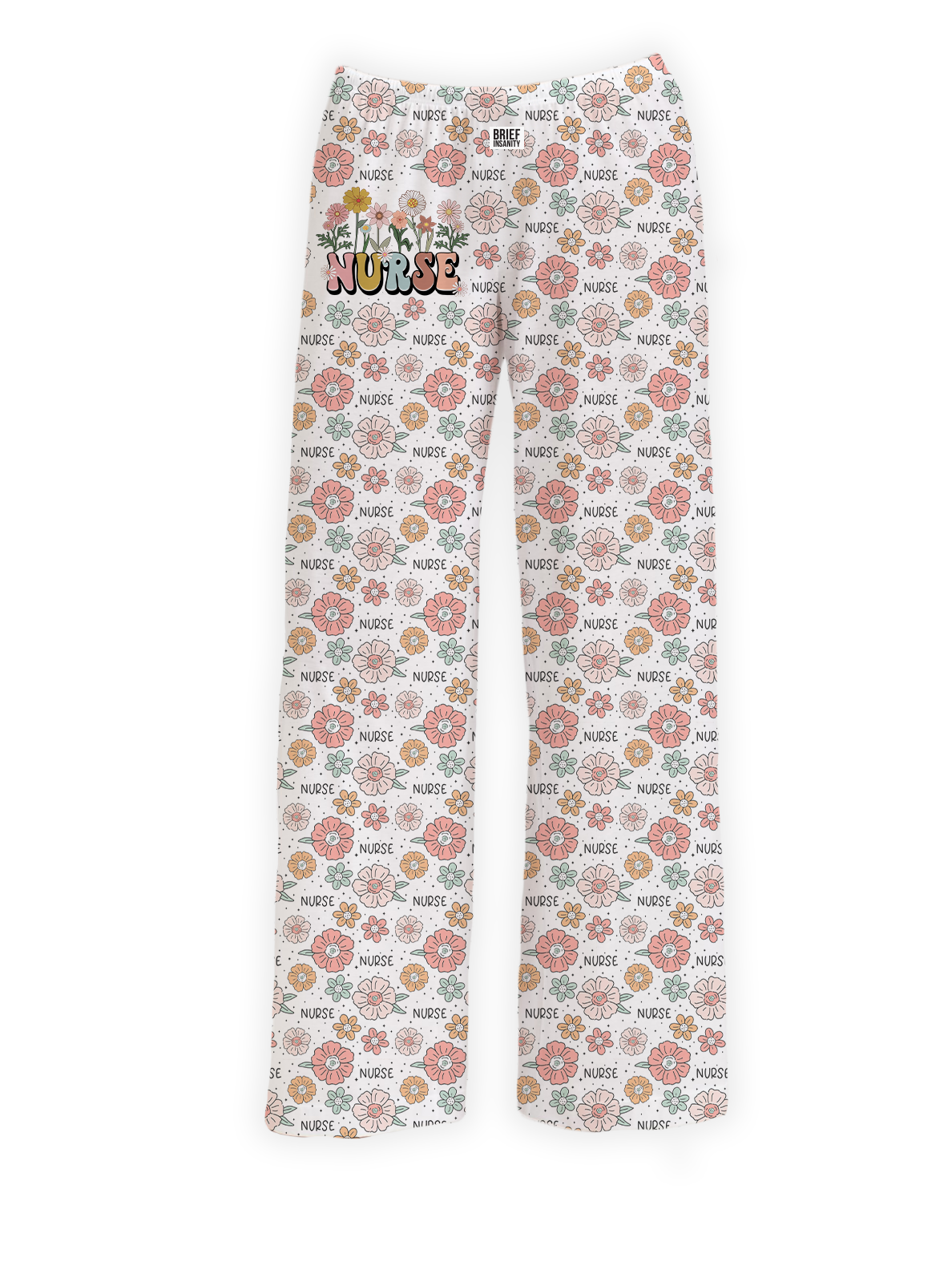 BRIEF INSANITY's Floral Nurse Pajama Lounge Pants