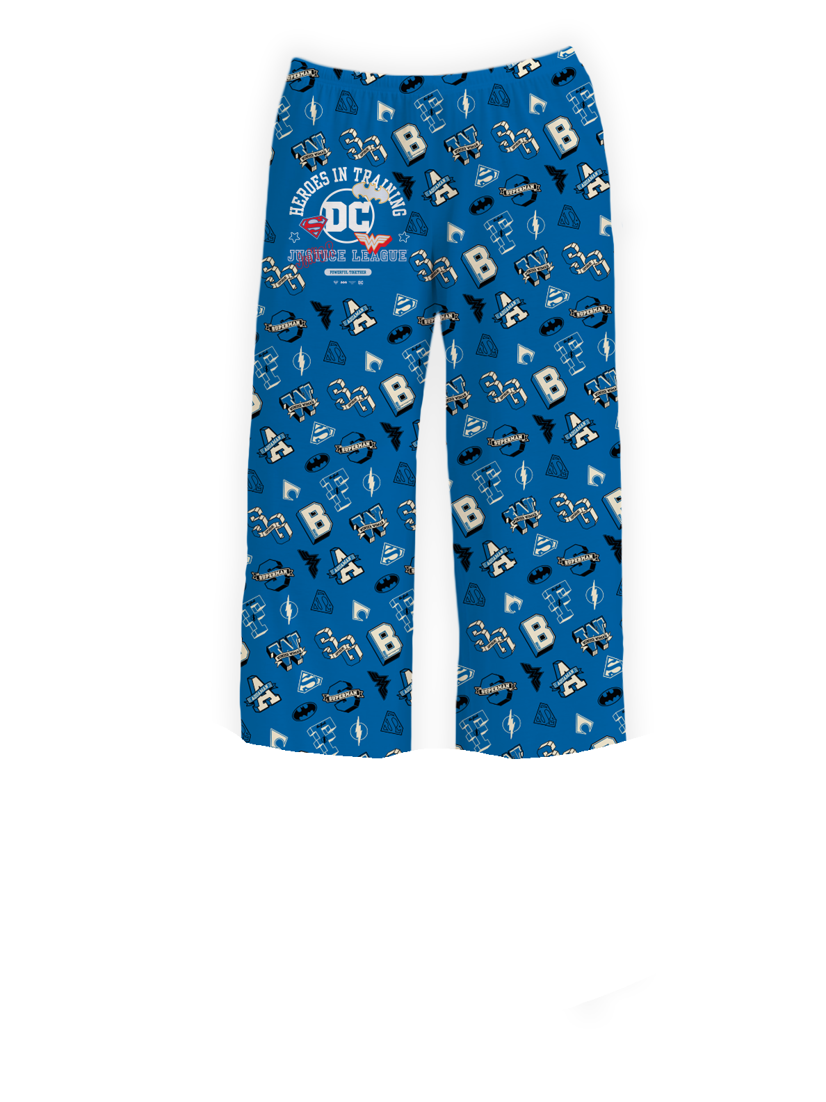 Hero In Training kids pajama pants featuring DC Comics superhero logos and colorful designs – Warner Bros. Discovery