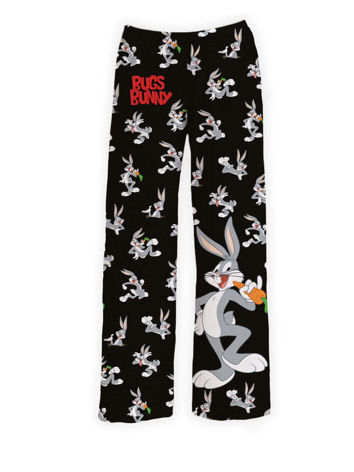 Bugs Bunny pajama pants with all-over prints of Bugs Bunny holding a carrot – Warner Bros. Discovery