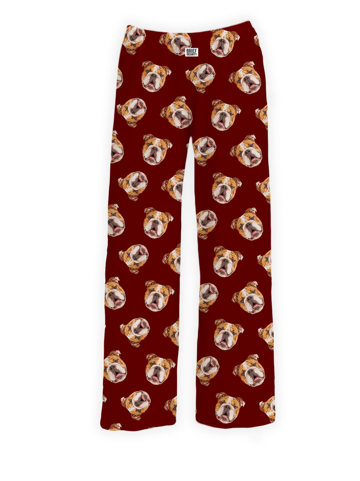 Maroon Pants with Bulldog Faces Allover