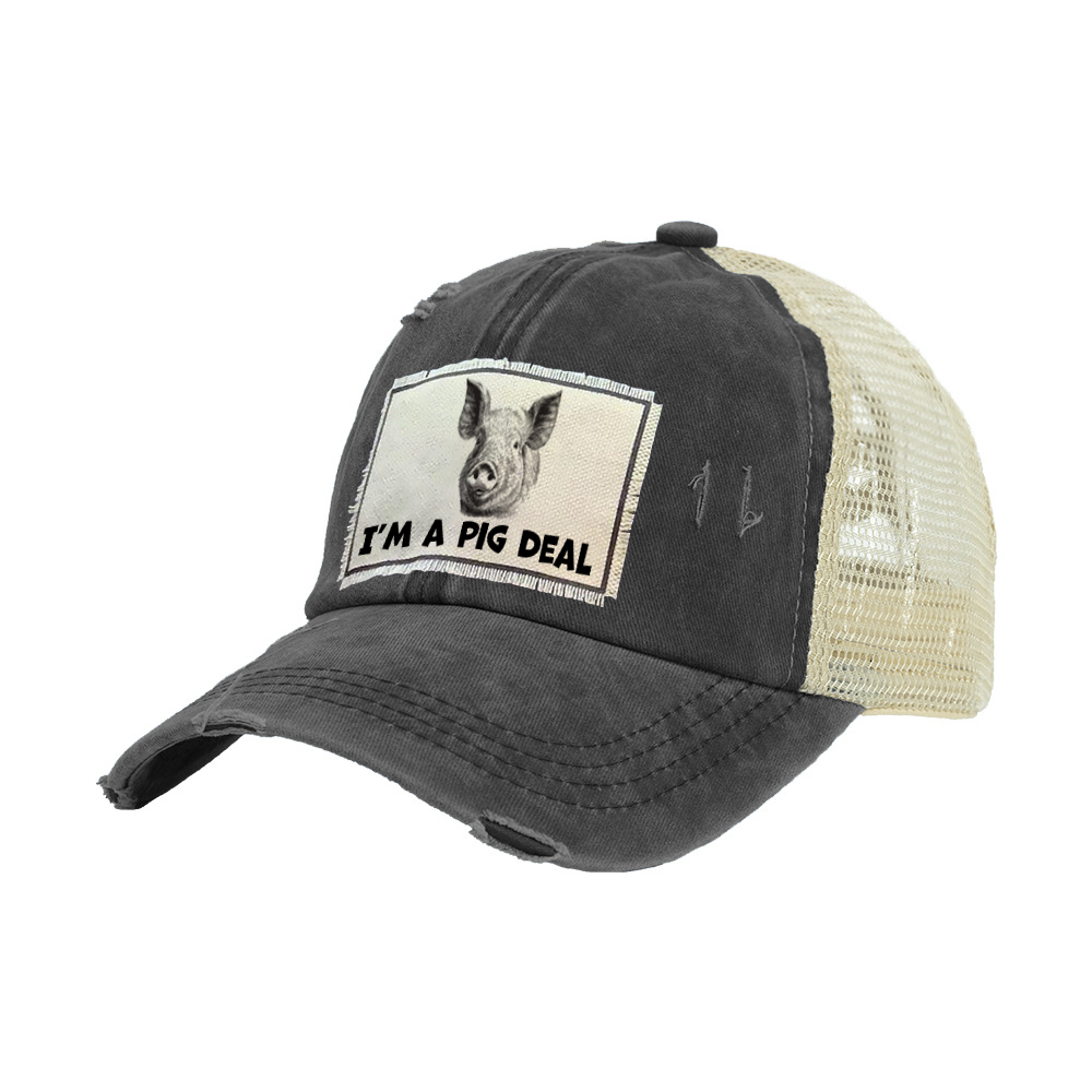 BRIEF INSANITY I'm A Pig Deal Vintage Distressed Trucker Adult Hat