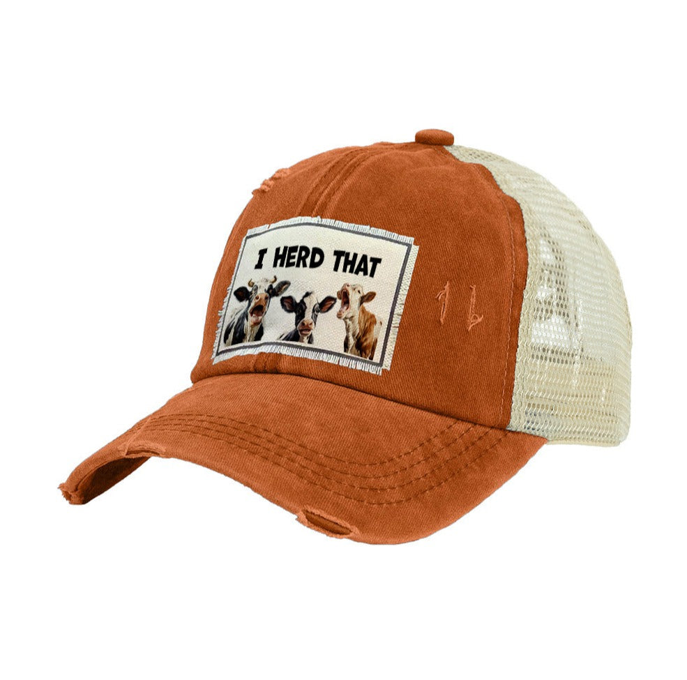 BRIEF INSANITY I Herd That Vintage Distressed Trucker Adult Hat