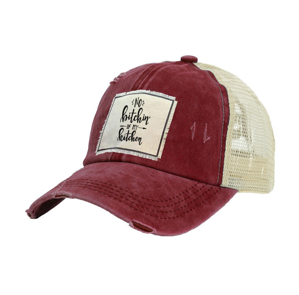 BRIEF INSANITY No Bitchin' In My Kitchen Vintage Distressed Trucker Adult Hat