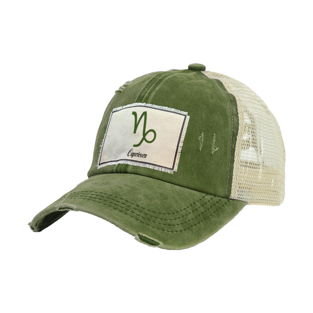 BRIEF INSANITY Capricorn Capricorn Vintage Distressed Trucker Adult Hat
