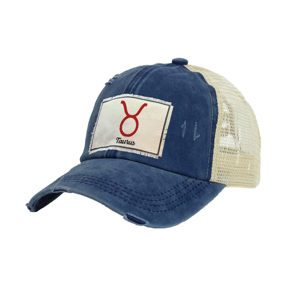 BRIEF INSANITY Taurus Vintage Distressed Trucker Adult Hat