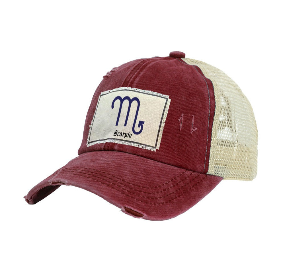 BRIEF INSANITY Scorpio Vintage Distressed Trucker Adult Hat