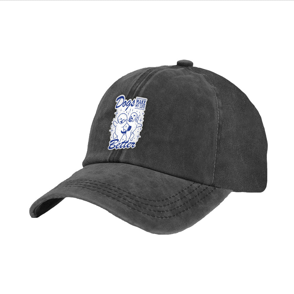 BRIEF INSANITY's Dogs Make Life Better Faux Suede Patch Adult Cap