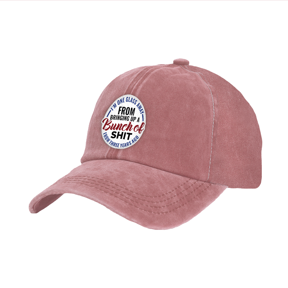 BRIEF INSANITY's One Glass Away From Bringing Sh*t Up Faux Suede Patch Adult Cap