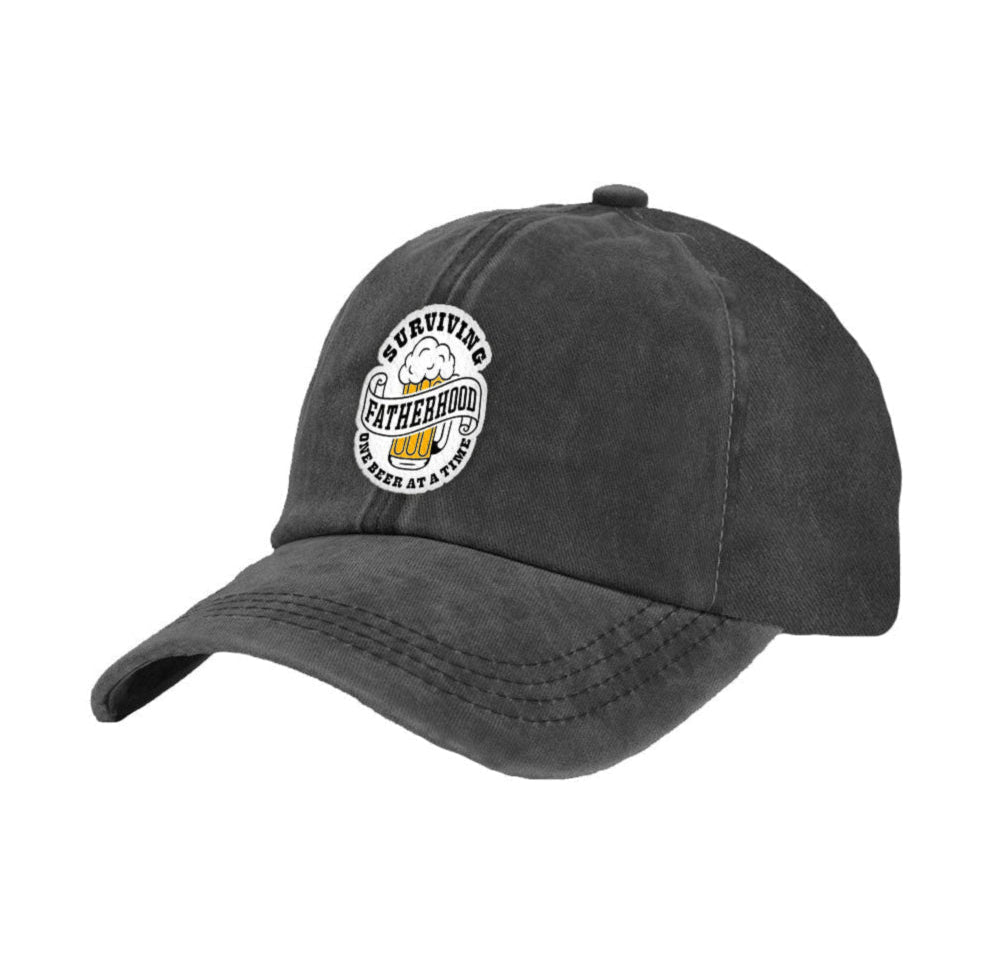 BRIEF INSANITY's Beer & Fatherhood Faux Suede Patch Adult Cap