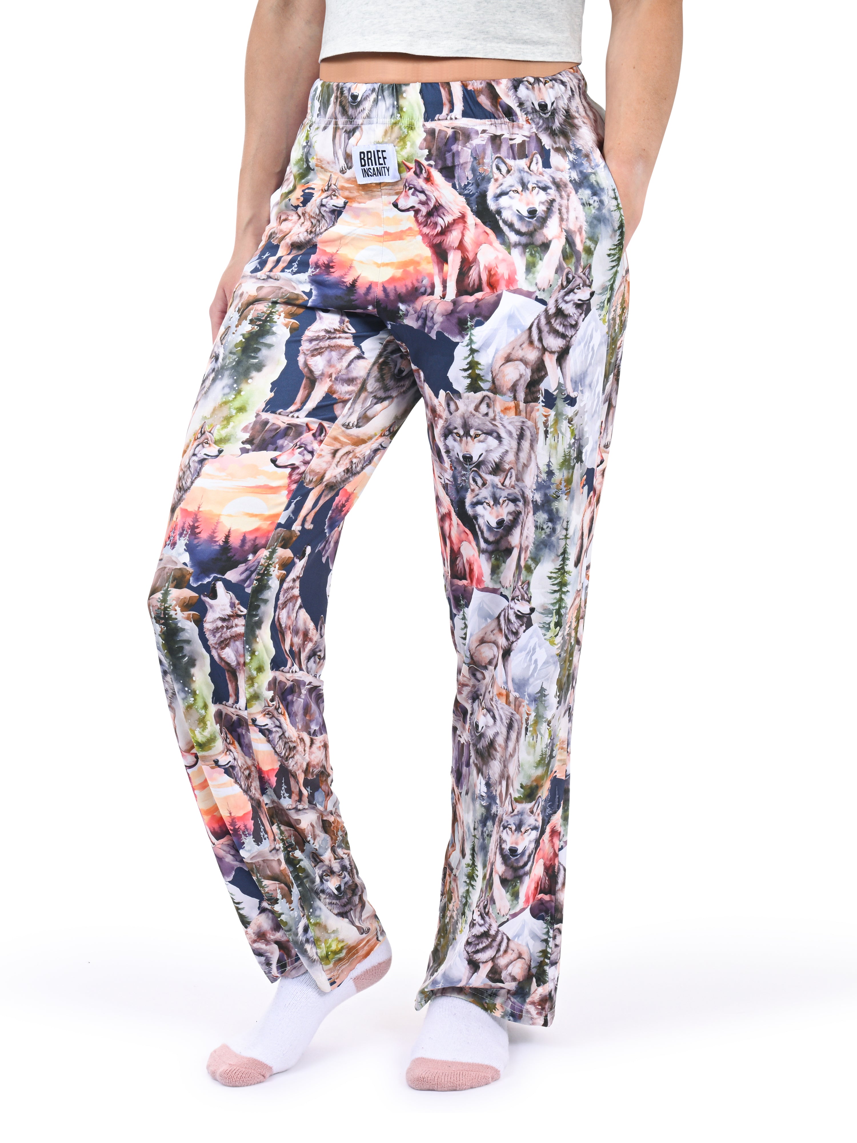 All Over Wolf Lounge Pants side angle view