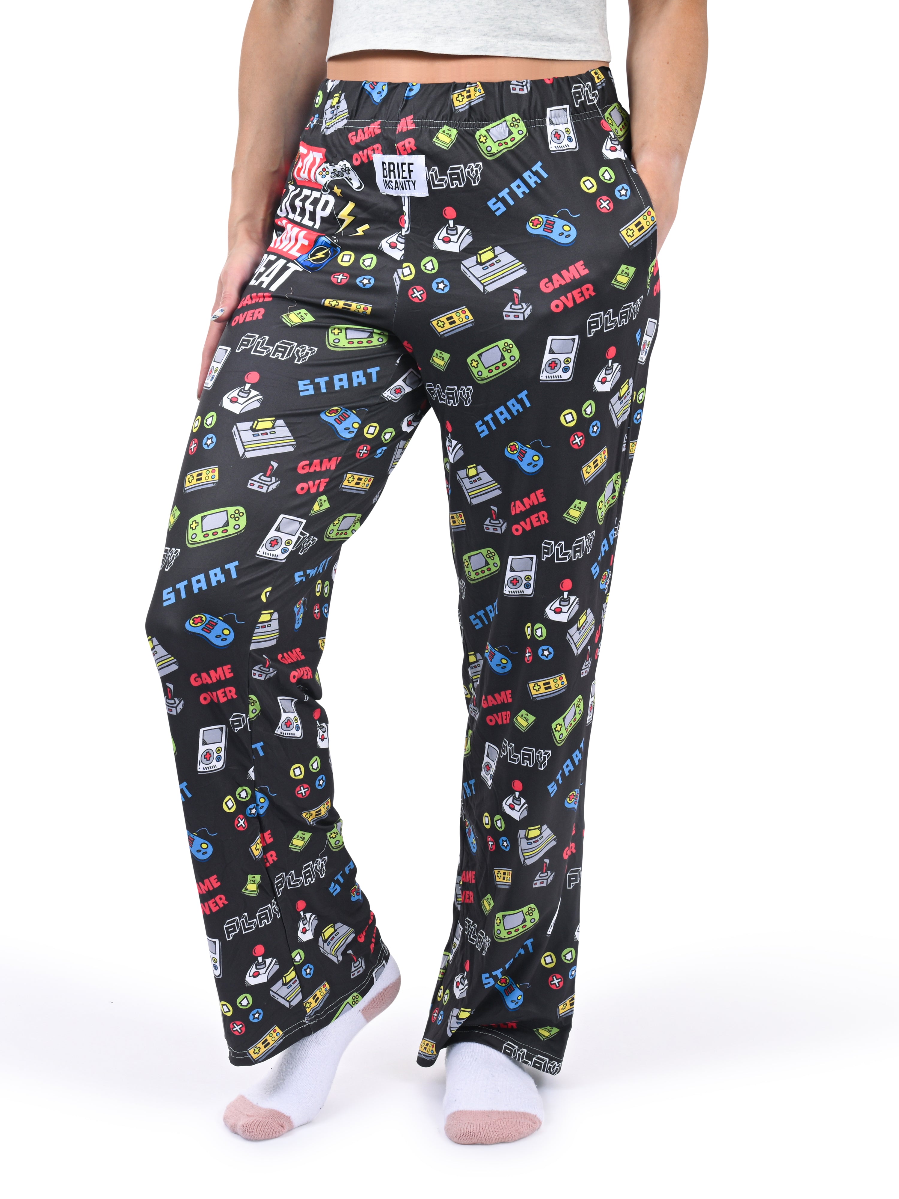 Eat, Sleep, Game, Repeat Lounge Pants side angle view