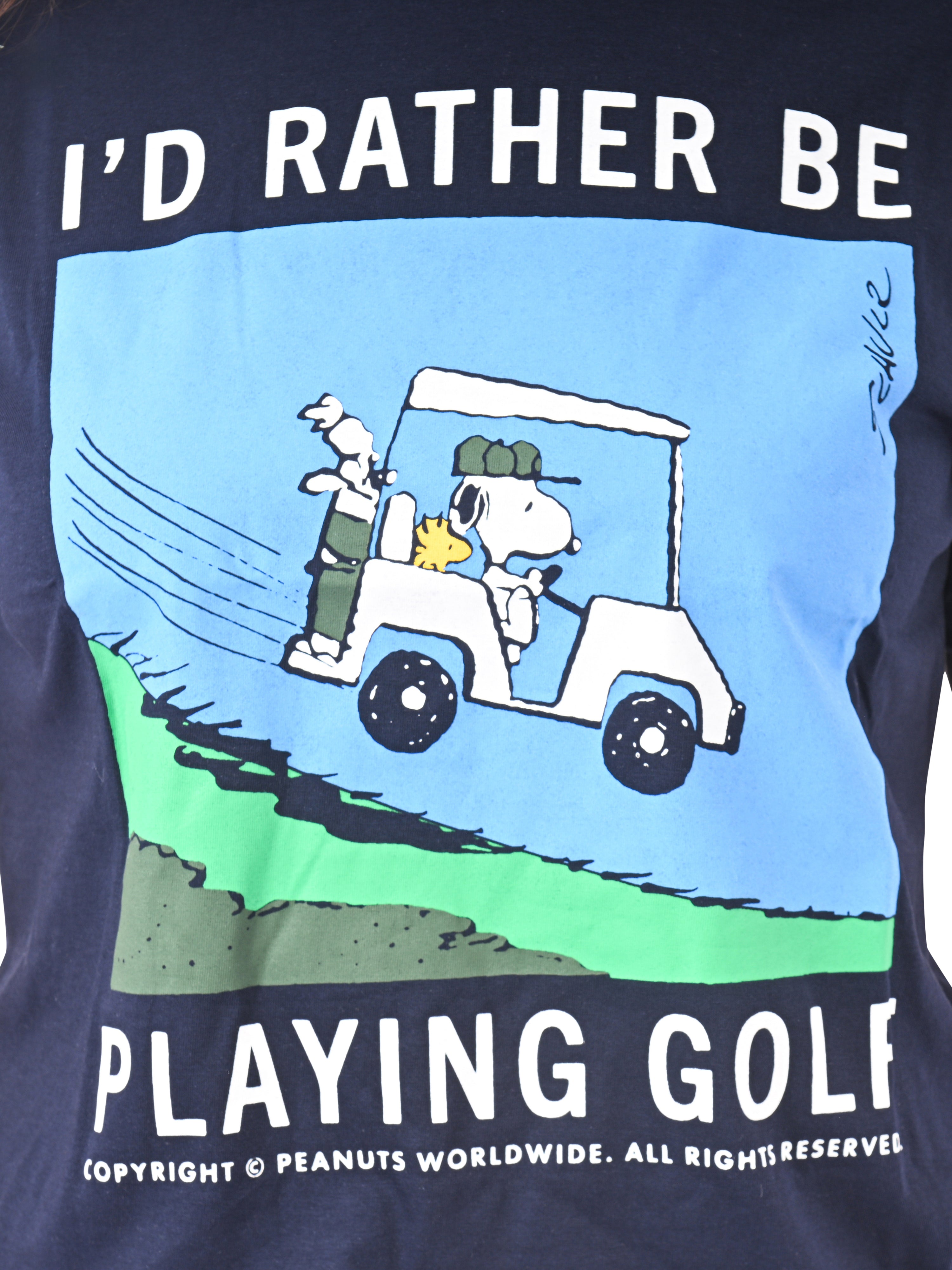 Snoopy Golf Short Sleeve T-Shirt close up view