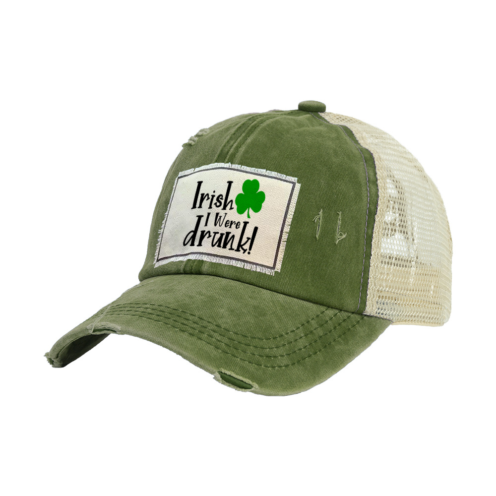BRIEF INSANITY Irish I Were Drunk Vintage Distressed Trucker Adult Hat