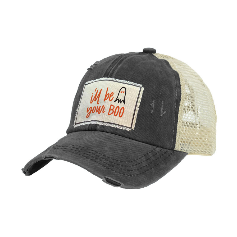 BRIEF INSANITY I'll Be Your Boo Vintage Distressed Trucker Adult Hat