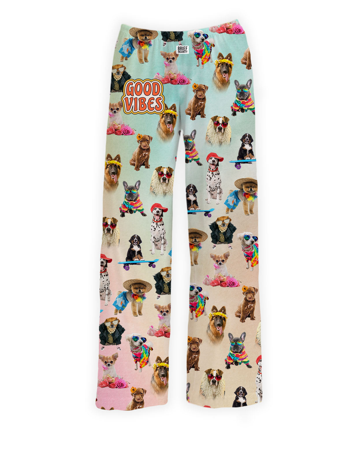 BRIEF INSANITY Good Vibes Dog Pajama Lounge Pants