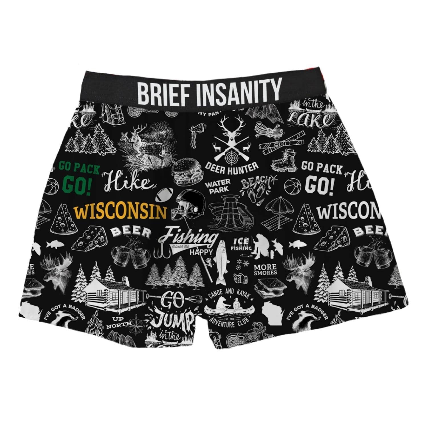 BRIEF INSANITY Wisconsin Chalk Boxer Shorts