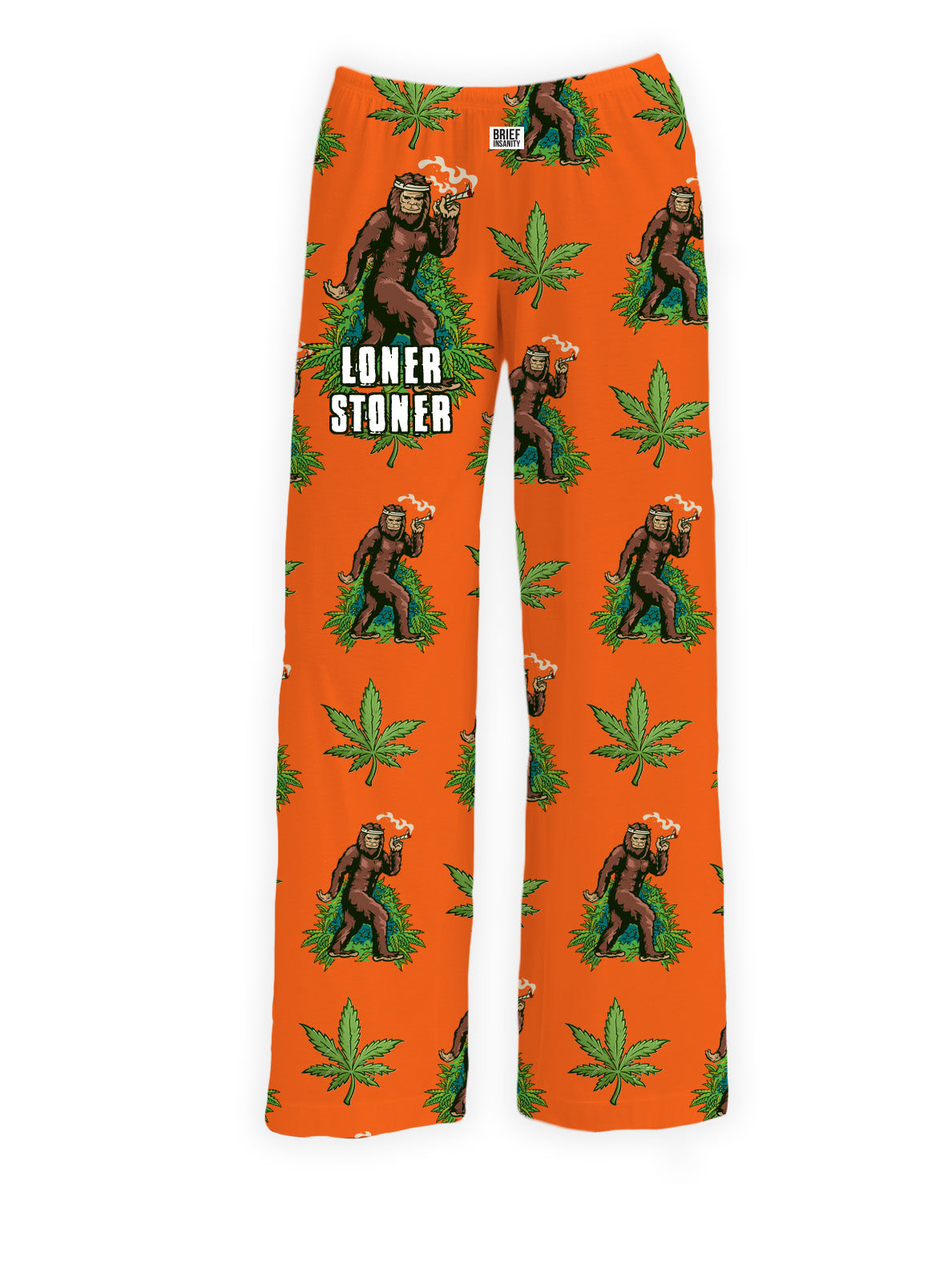 BRIEF INSANITY Loner Stoner Bigfoot Marijuana Pajama Pants (NEW)