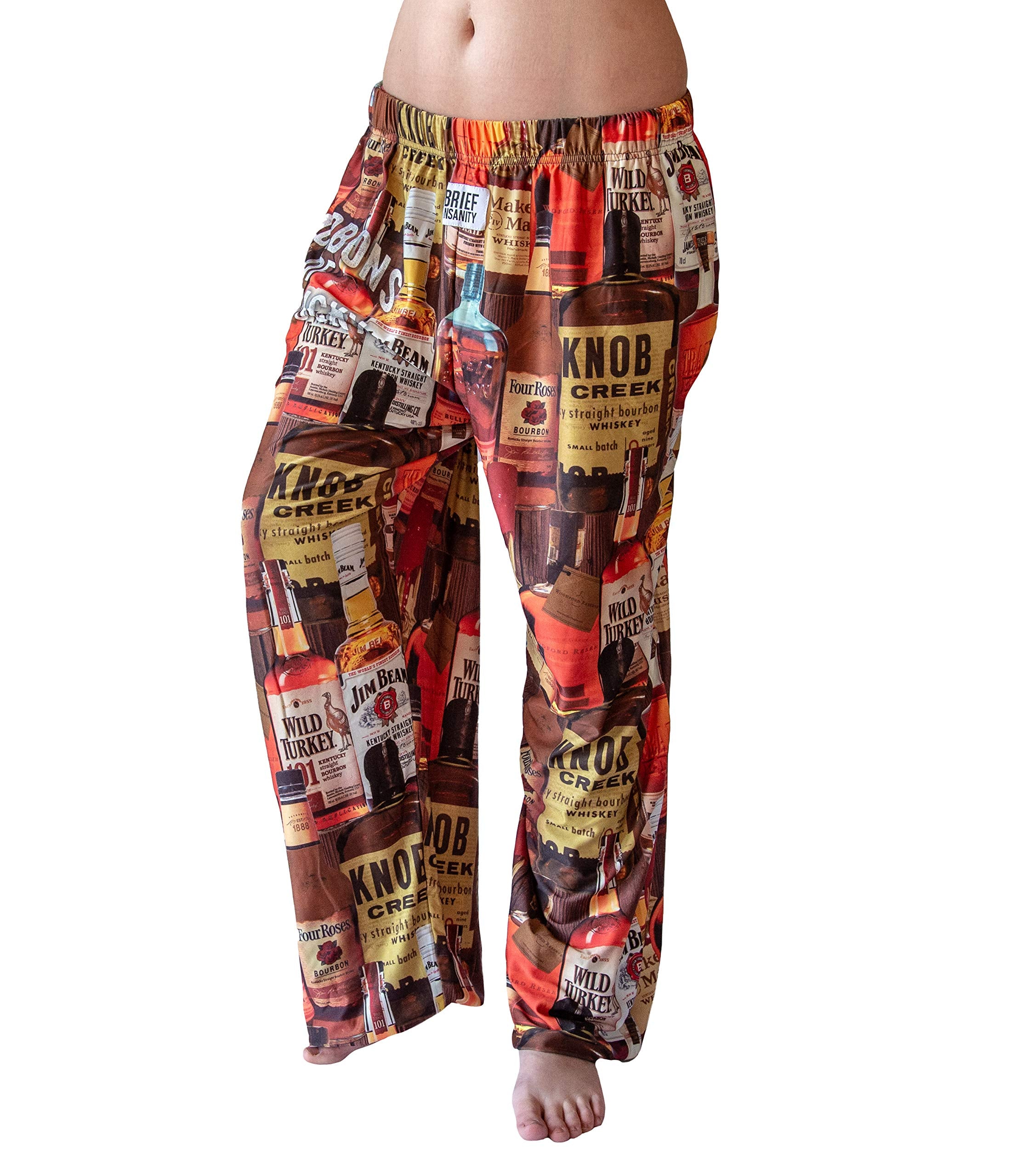 Waist down photo of model wearing Bourbons Of Kentucky pajama lounge pants front view (white background)
