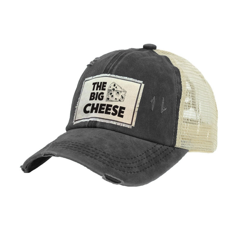 BRIEF INSANITY The Big Cheese Vintage Distressed Trucker Adult Hat