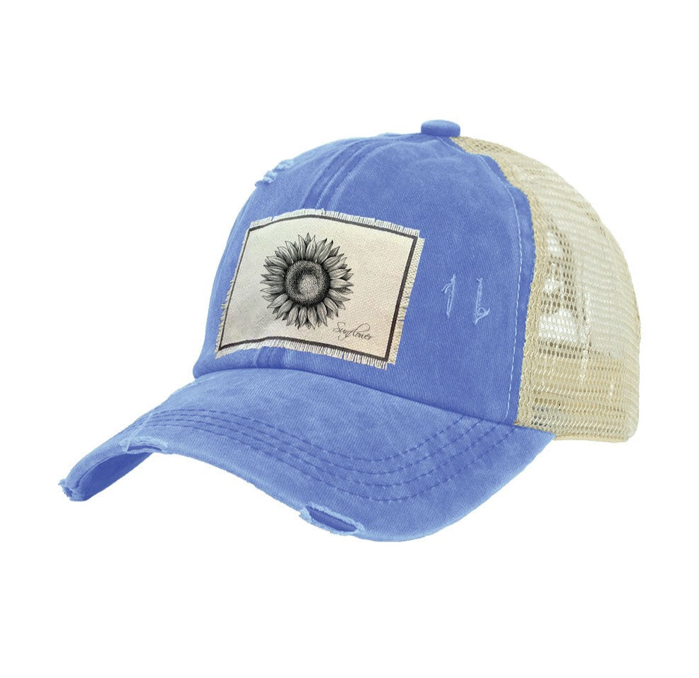 BRIEF INSANITY Sunflower - Vintage Distressed Trucker Adult Hat