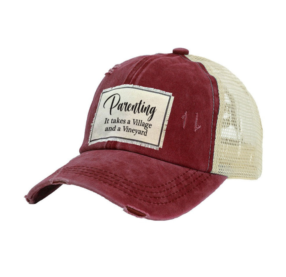 BRIEF INSANITY Parenting Takes A Vineyard Vintage Distressed Trucker Adult Hat