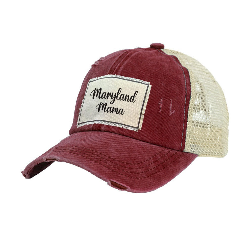 BRIEF INSANITY Maryland Mama Vintage Distressed Trucker Adult Hat