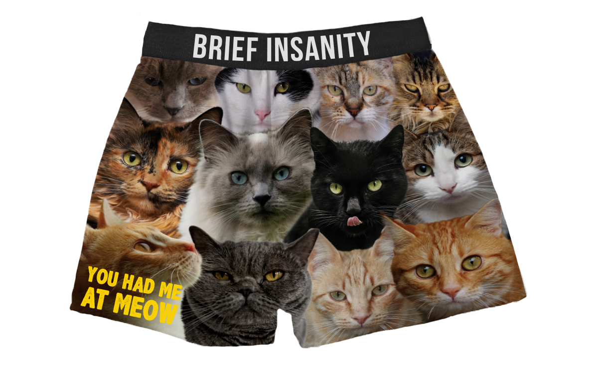 BRIEF INSANITY You Had Me At Meow Boxer Shorts