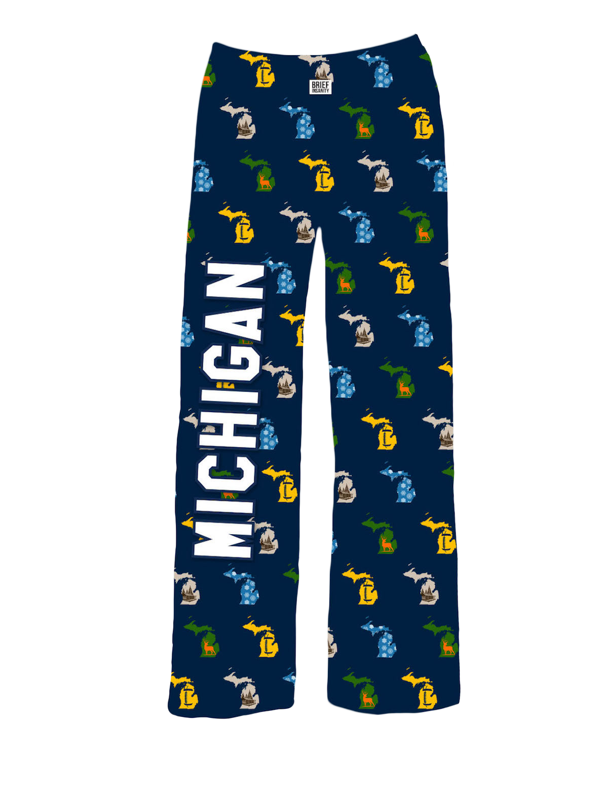 BRIEF INSANITY MI State Icons Pajama Pants