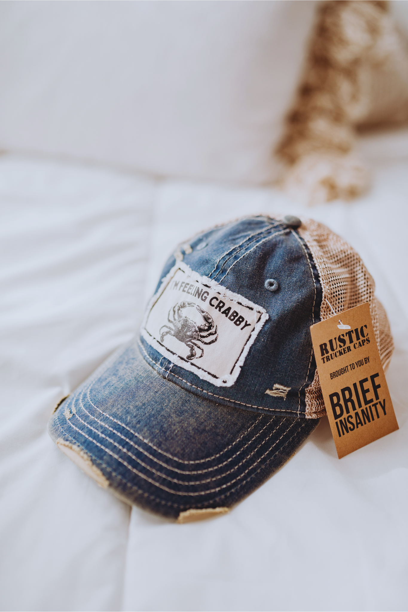 BRIEF INSANITY I'm Feeling Crabby - Vintage Distressed Trucker Adult Hat