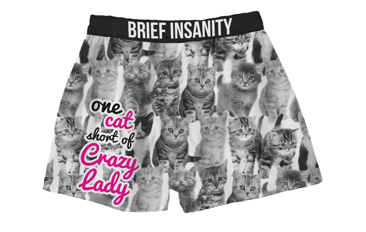 BRIEF INSANITY Crazy Cat Lady Boxer Shorts