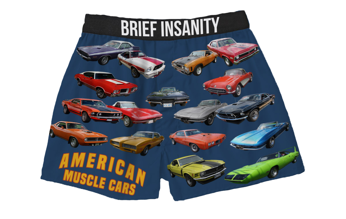 BRIEF INSANITY Muscle Cars Boxer Shorts
