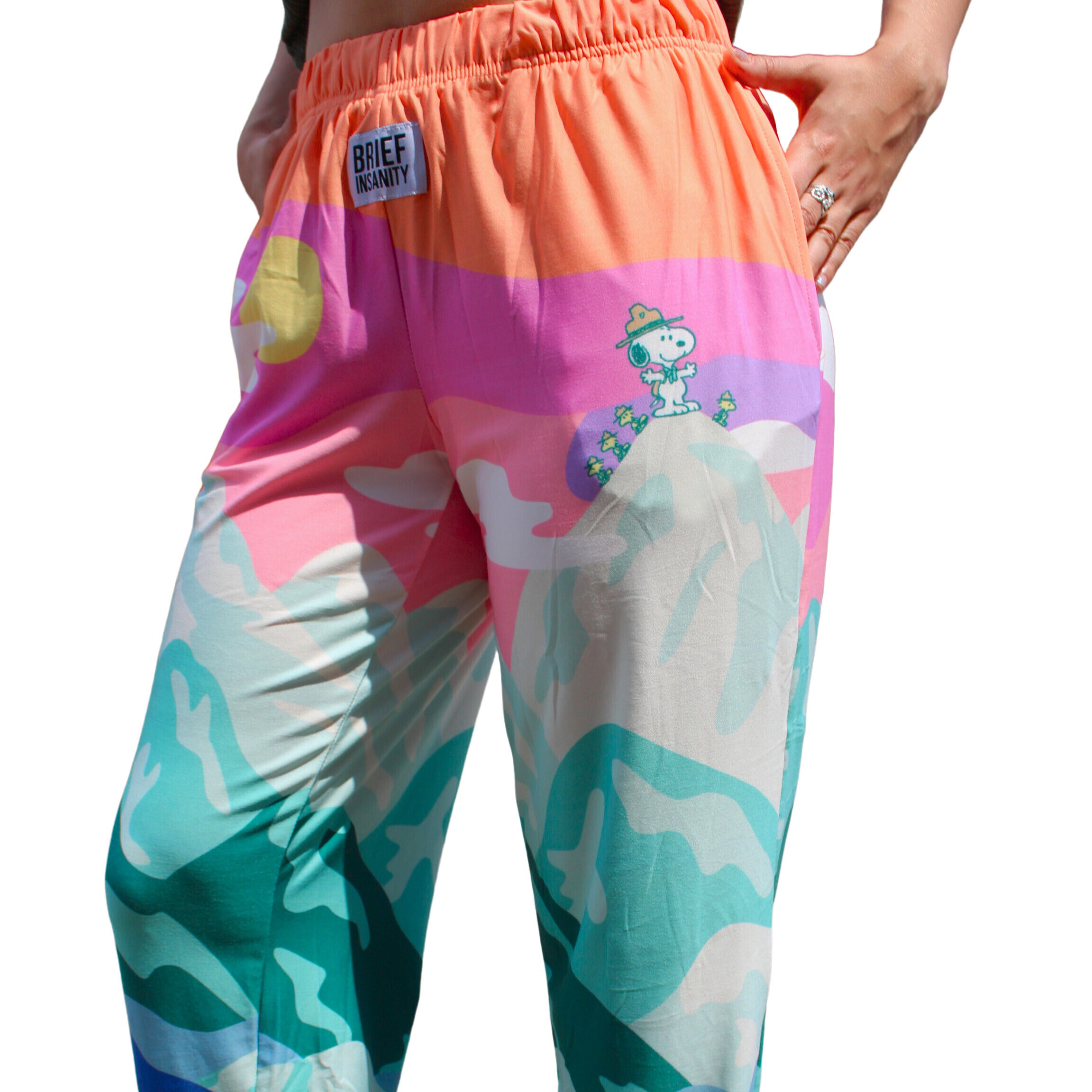 Snoopy Cosmic Camping Pajama Lounge Pants side angle view