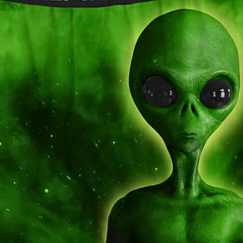Space Alien Boxers close up of alien graphic