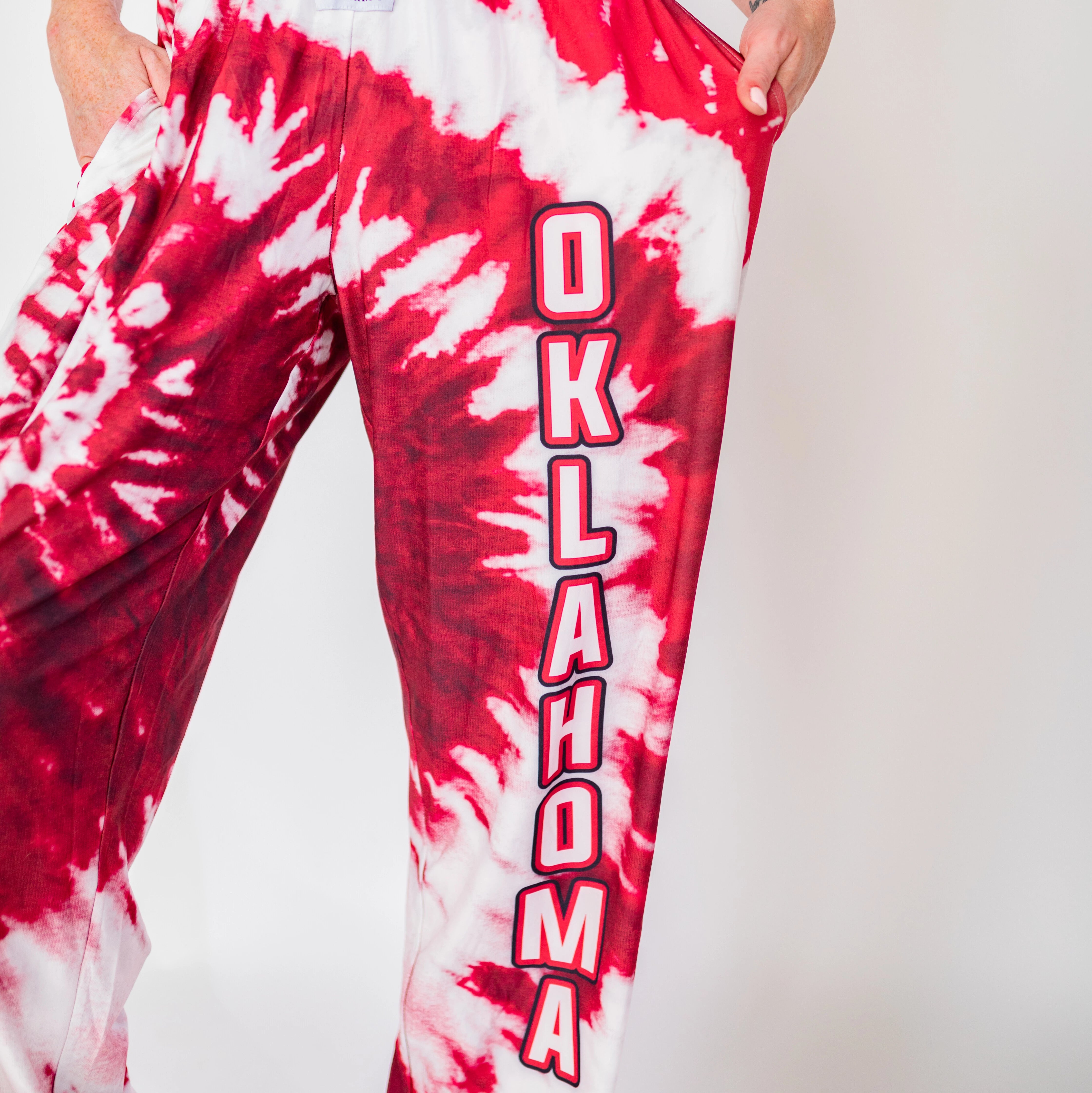 Oklahoma Tie-Dye Pajama Lounge Pants front view