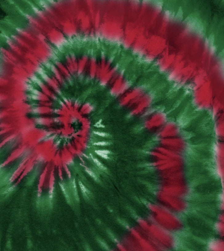 Red And Green Tie-Dye Pajama Lounge Pants close up view
