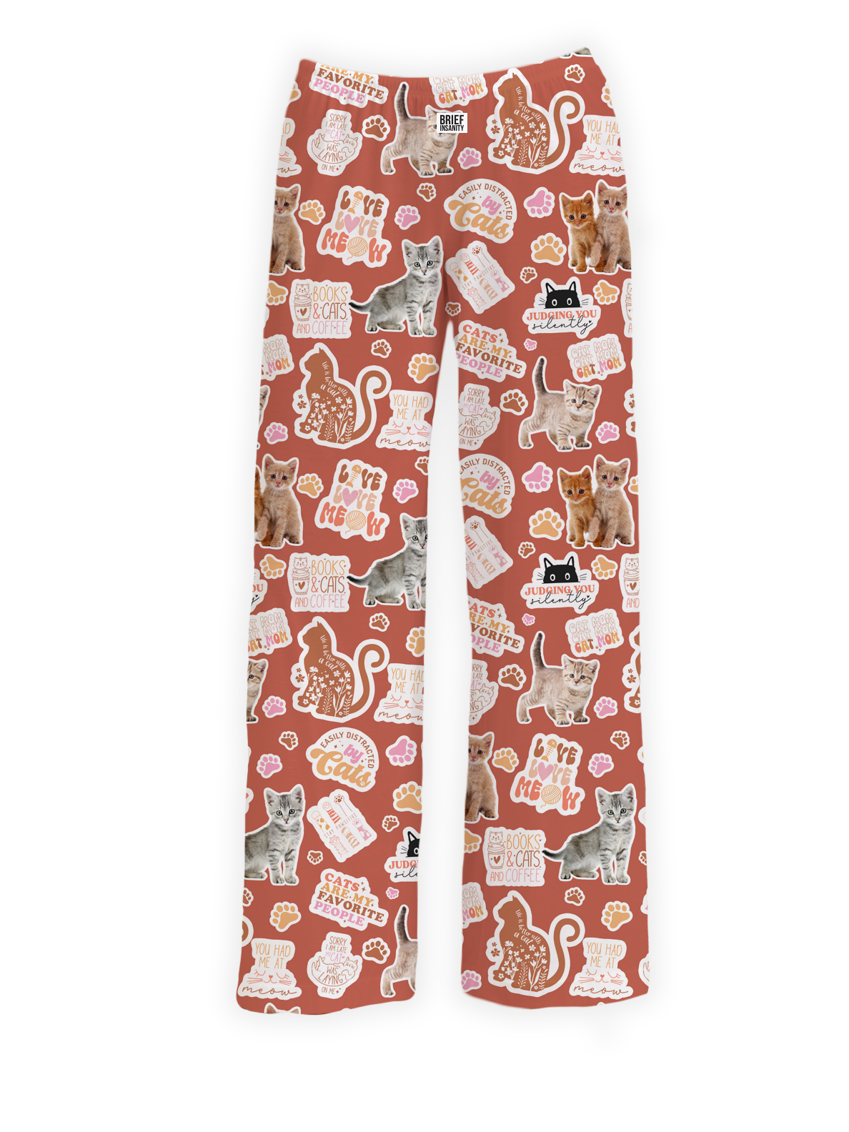 BRIEF INSANITY's Kitten Stickers Pajama Lounge Pants