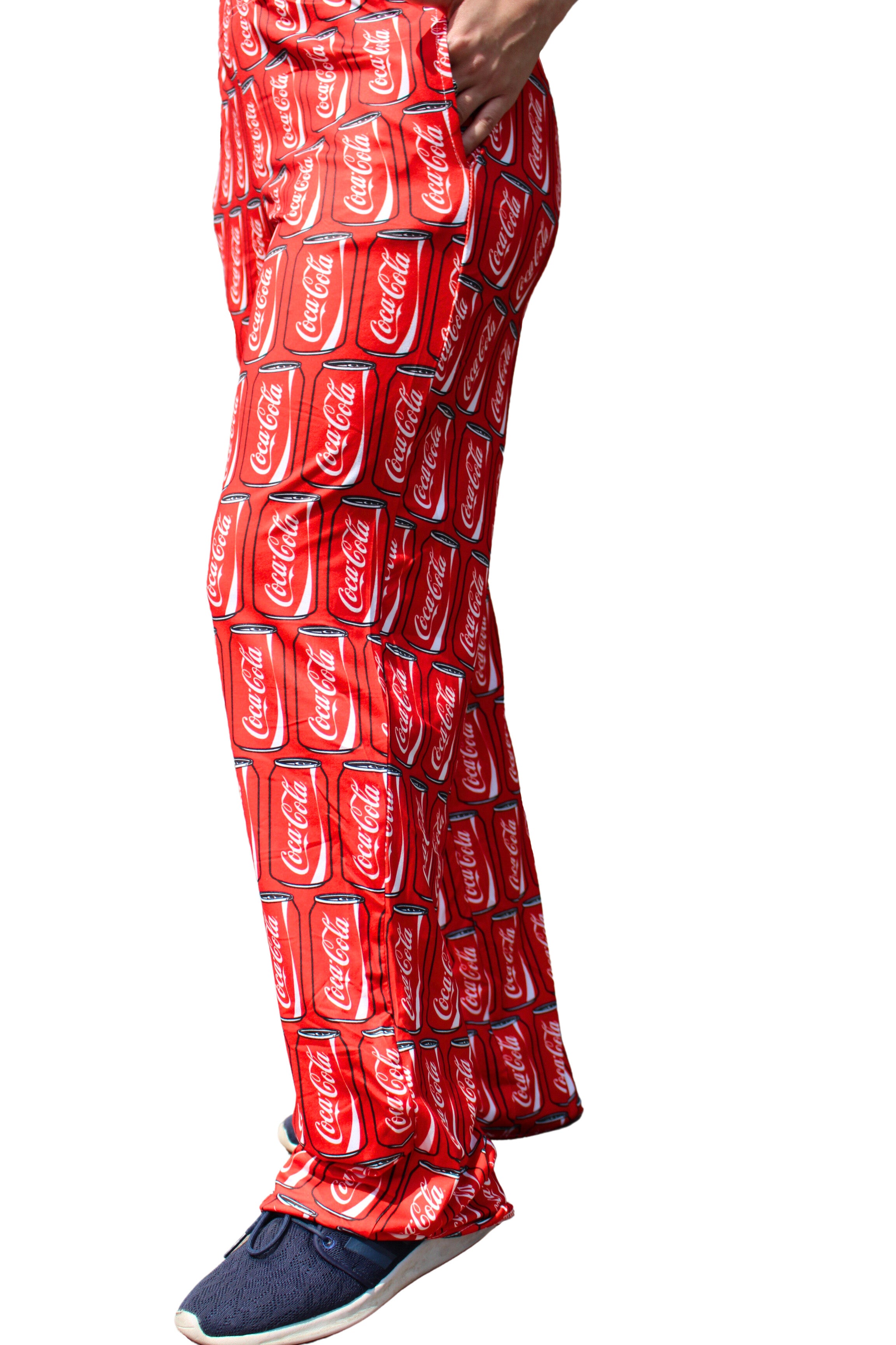 Coca-Cola Can Pattern Pajama Lounge Pants on model left side view